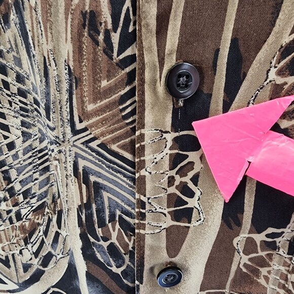 Axis LA Mens Medium Shirt Silk Hawaiian Floral Tan Brown Black Tropical Party - Picture 5 of 10